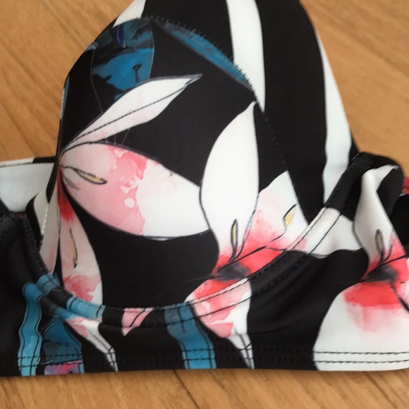 Fashion Concepts Black Stiff Bra Striped Floral Bikini Size XL - Picture 9 of 16